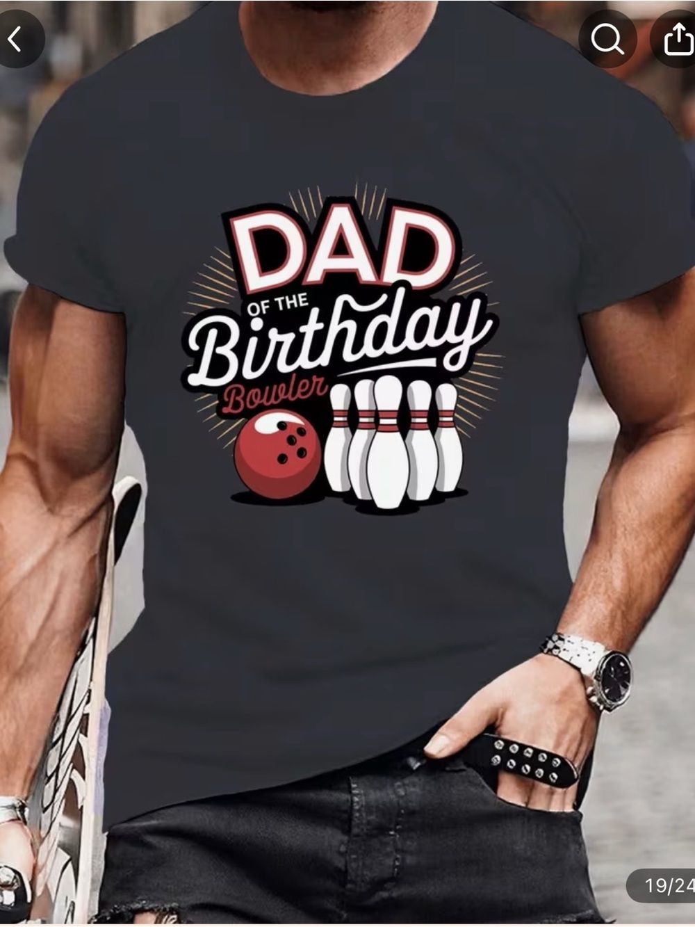 Dad Birthday Bowler Celebration T-Shirt - Black